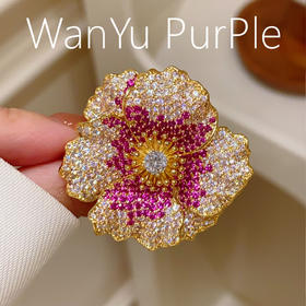 法式复古小香风满钻山茶花胸针胸花别针扣