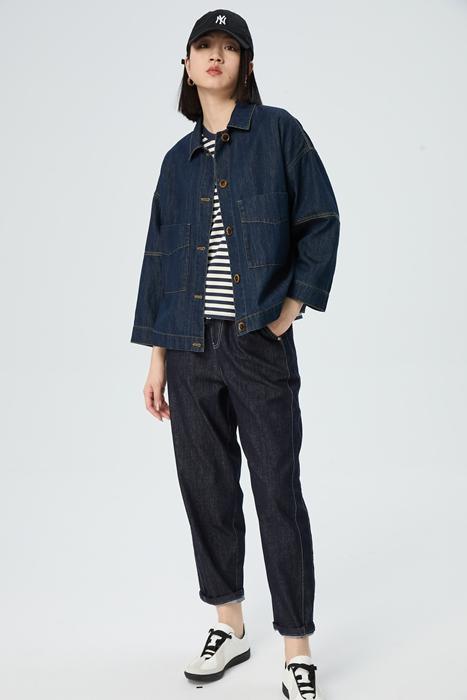 水淼2025秋季新款宽松休闲会上牛仔外套1360 商品图0