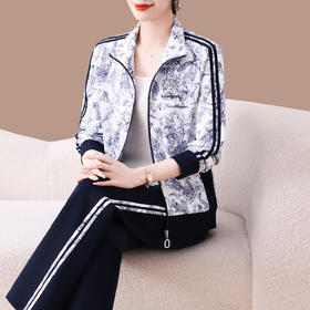 雀说宽松韩版时尚减龄花色休闲两件套AL9017