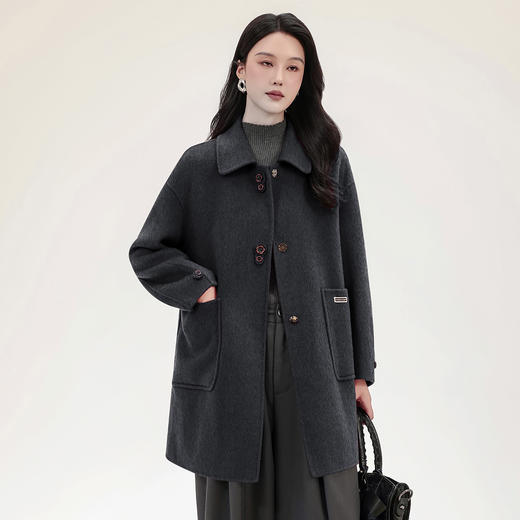 TC 621670双面呢大衣毛呢外套加厚中长款外套 商品图1