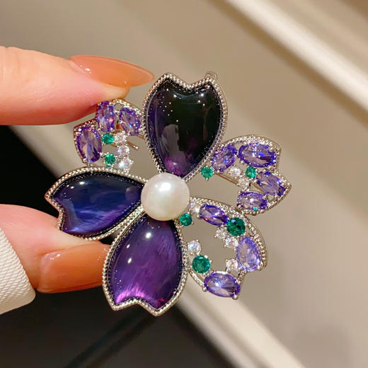 紫罗兰紫荆花胸针优雅西装别针扣 商品图3