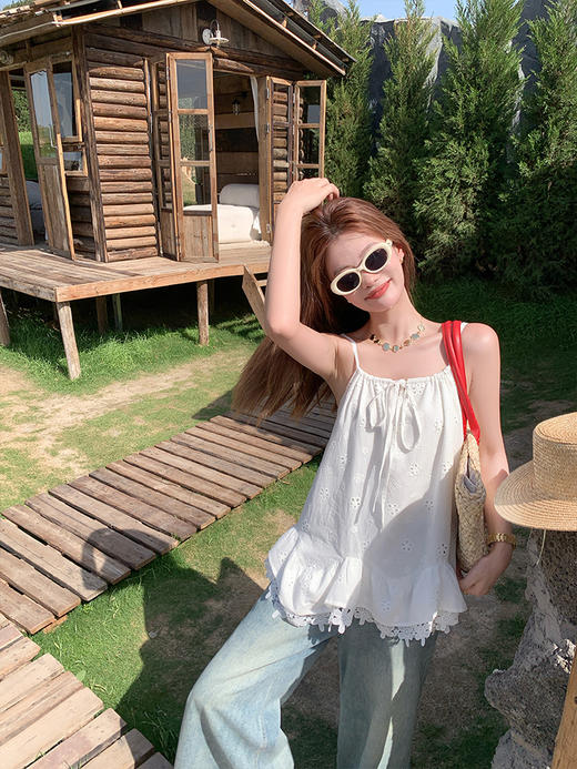 <曾小咸推荐>4.7现货秒杀 ！微信超特价！荷叶边吊带背心 日常199.99 立减110 秒杀89.99！！ 商品图6