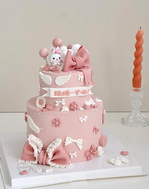 小兔子蝴蝶结卡通双层蛋糕-无添加低糖处理 商品图1
