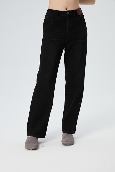 水淼2025秋冬新款弹力百搭黑色直筒裤牛仔裤1623 商品图0