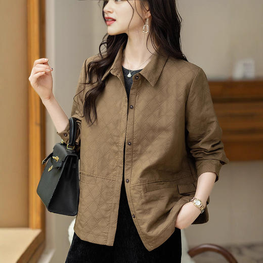 AHM msdm2812时尚洋气翻领长袖外套宽松显瘦复古夹克 商品图0