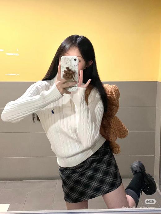 D100520复古松弛感绞花Polo领针织衫毛衣 商品图3