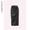 余潇潇【黑玫瑰】时尚高级简约拼接褶皱立体花朵女士皮裙2025新款 商品缩略图4