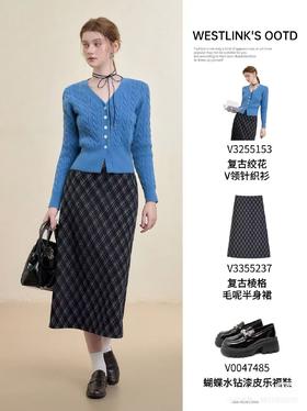 小开衫+格纹半裙，韩系内味也太足了