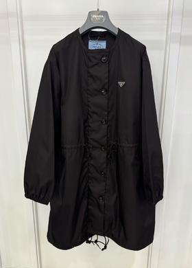 女款三角标長款風衣外套020