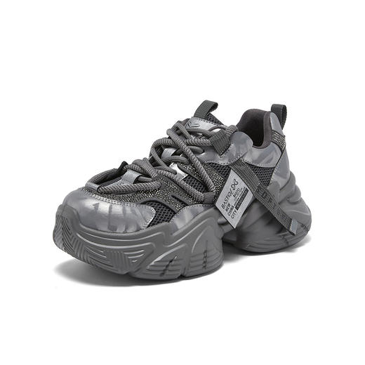 【云粉节】  BF楼百思图2026春季新款网面透气灰色老爹鞋运动女休闲鞋B8155AM6吊牌价799.现价499 商品图0