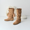 经典鲨2025冬专柜新款时尚气质内增高长筒褶皱时装堆堆靴女KW89-558181 商品缩略图2