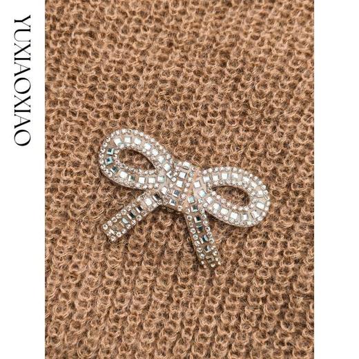 【孤品样衣，不退不换】【暖秋枫林】轻奢精致绵羊毛马海毛混纺V领毛衣&圆领毛衣 商品图4