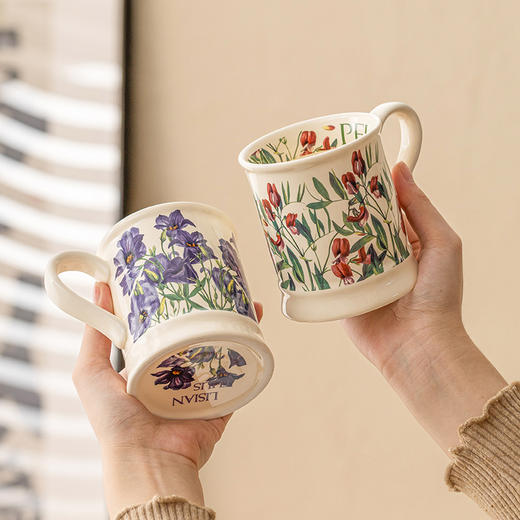 【跨境出口法式马克杯】法式复古马克杯陶瓷喝水杯高颜值早餐牛奶杯咖啡杯家用情侣杯带柄 商品图0