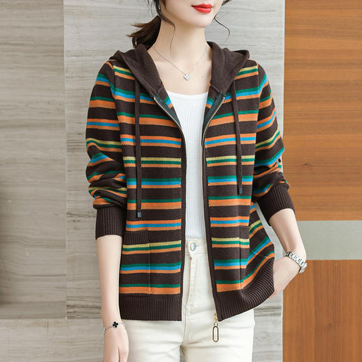 妈妈秋装针织开衫毛衣外套2025新款中老年女装春秋季宽松连帽卫衣 商品图1