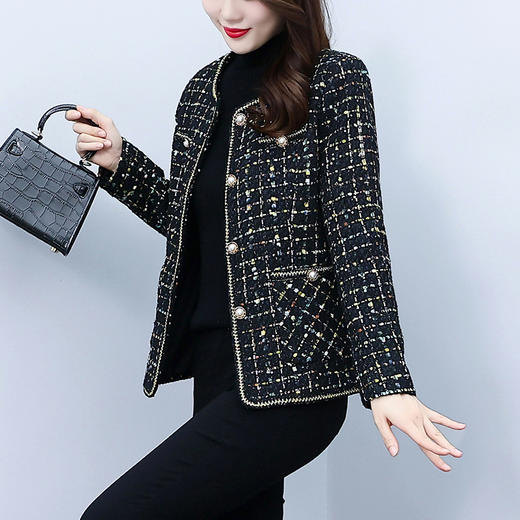 雀说新款加棉加厚小众气质减龄无领外套大码显瘦小香风上衣AL8818 商品图1