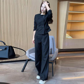6F-FYJ6129-GZYC8552时尚套装女2025秋季新款洋气质显瘦短款外套阔腿裤休闲减龄两件套