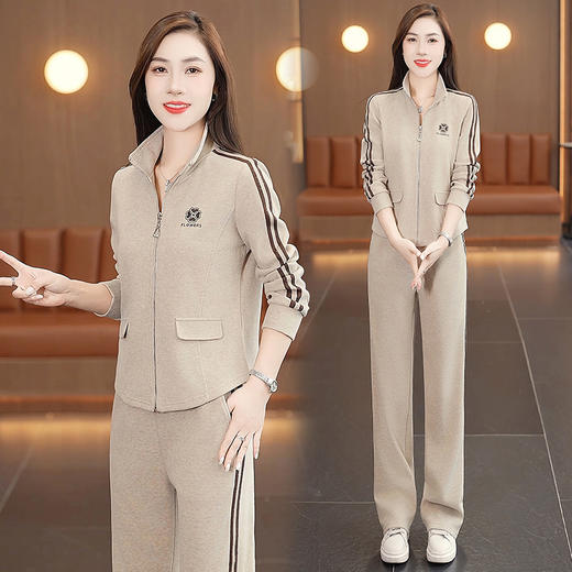 10-88005-S 2025春秋季新款成人运动休闲两件套女长袖Polo领跑步训练套装 商品图3