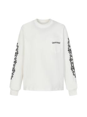 中性款口袋印花长袖T恤C01