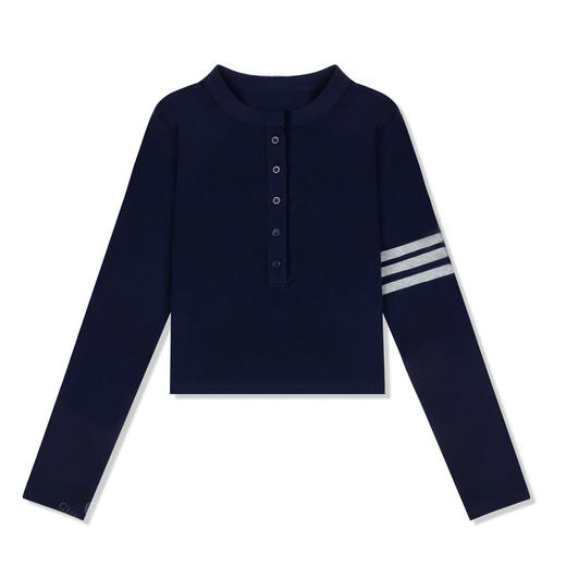 5F-LYY529-RMX1108时尚立领加厚T恤女2025秋冬季新款三条杠修身打底衫洋气保暖上衣 商品图4