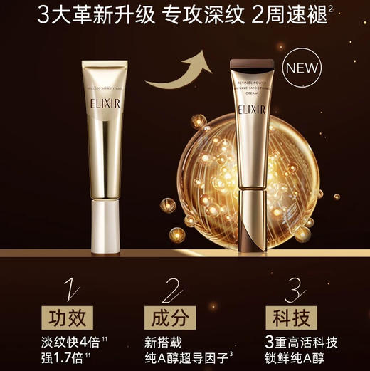 日本 ELIXIR怡丽丝尔 第二代纯A小金管保湿紧致眼霜 15g/22g 商品图2
