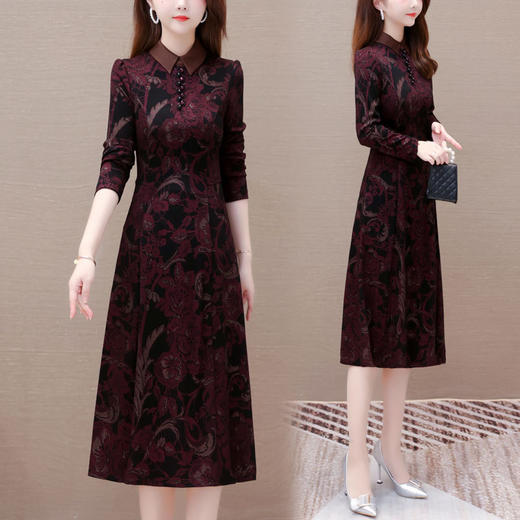 雀说改良旗袍连衣裙新款轻奢高级感贵夫人气质打底裙AL2928 商品图3