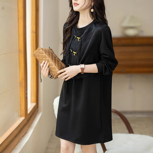 AHM msdm2788新中式复古盘扣连衣裙气质减龄裙 商品图1