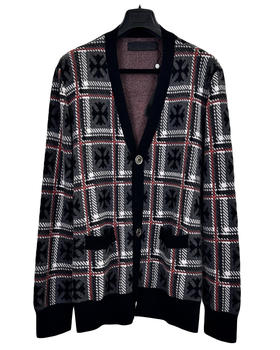 男款格纹羊绒针织开衫毛衣009