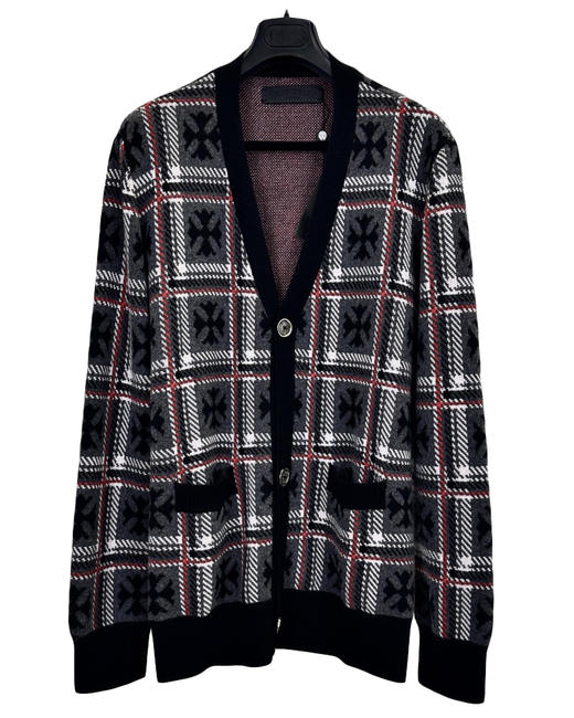 男款格纹羊绒针织开衫毛衣009 商品图0