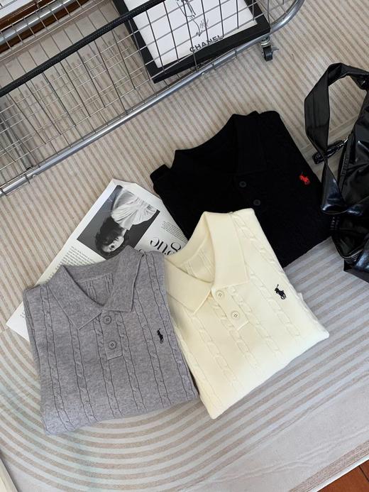 D100520复古松弛感绞花Polo领针织衫毛衣 商品图8
