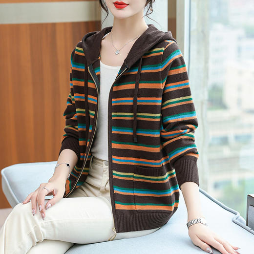 妈妈秋装针织开衫毛衣外套2025新款中老年女装春秋季宽松连帽卫衣 商品图0