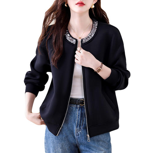 AHM qswy935重工亮片棒球服时尚减龄休闲圆领短外套 商品图4