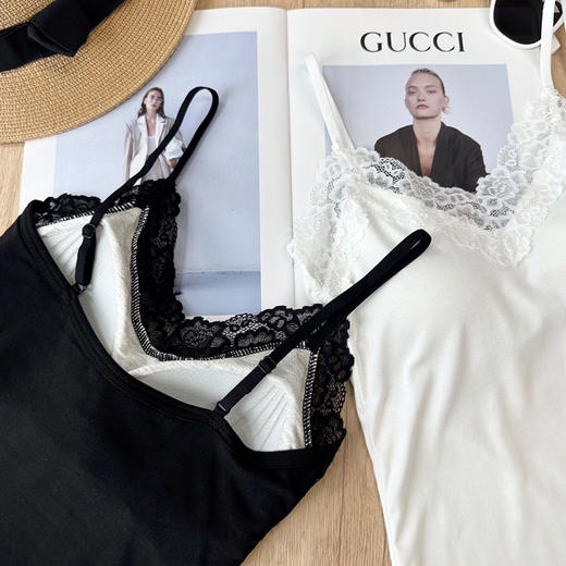 SUNJ5957法式7A抗菌一体蕾丝背心 商品图7