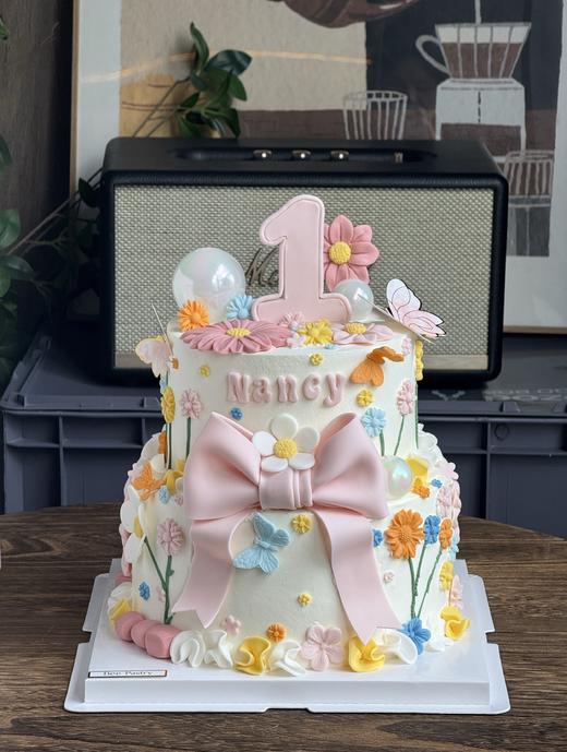 周岁蝴蝶结蛋糕C款双层 商品图0
