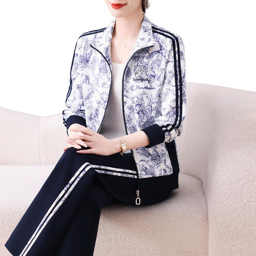 雀说宽松韩版时尚减龄花色休闲两件套AL9017 商品图4