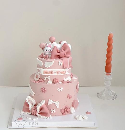 小兔子蝴蝶结卡通双层蛋糕-无添加低糖处理 商品图0