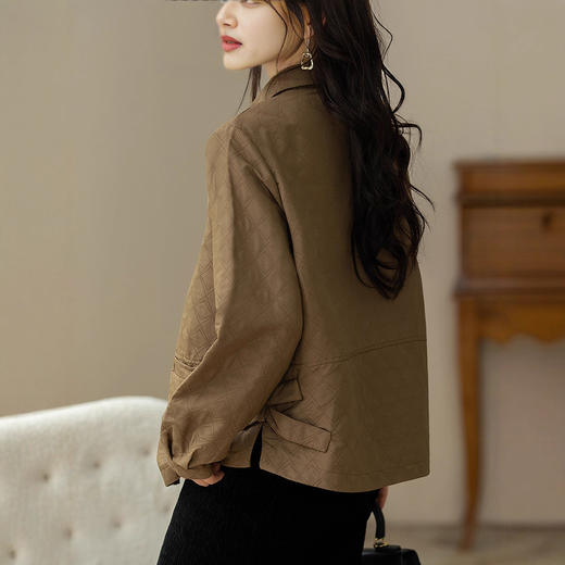 AHM msdm2812时尚洋气翻领长袖外套宽松显瘦复古夹克 商品图2