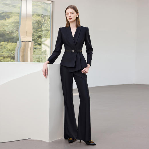 IWY/经典黑色西装阔腿裤套装女气质显瘦两件套商务职业装工作服CP2470 商品图2