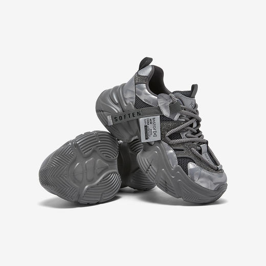 【云粉节】  BF楼百思图2026春季新款网面透气灰色老爹鞋运动女休闲鞋B8155AM6吊牌价799.现价499 商品图4