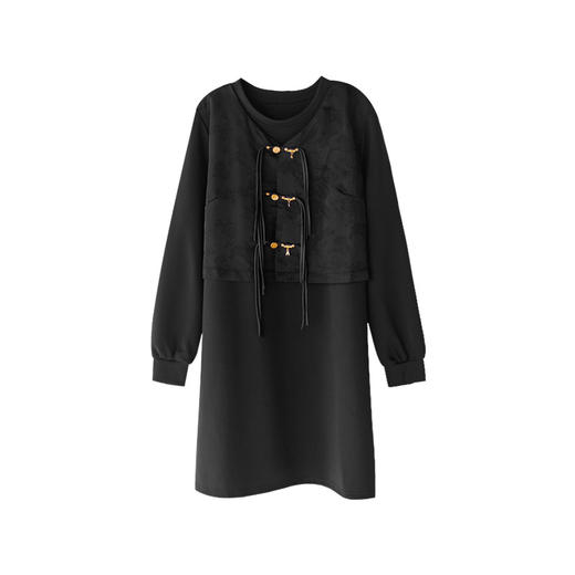 AHM msdm2788新中式复古盘扣连衣裙气质减龄裙 商品图4