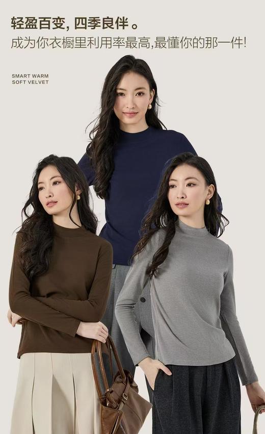 LS竹纤维女士时尚简约小立领打底衫2581 商品图3