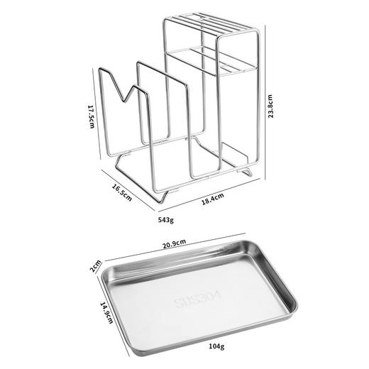 【跨境出口德国不锈钢刀架菜板架】跨境304不锈钢刀架 多功能置物架家用厨房锅盖菜板收纳架子沥水盘 商品图3