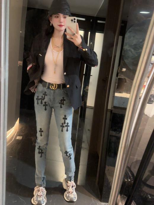 克罗X多标十字皮高街水洗牛仔裤 商品图10