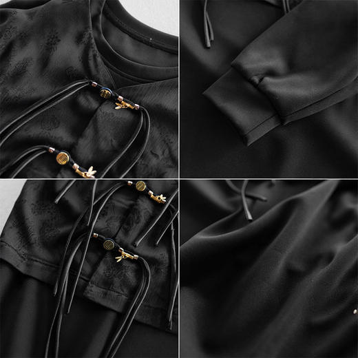 AHM msdm2788新中式复古盘扣连衣裙气质减龄裙 商品图3