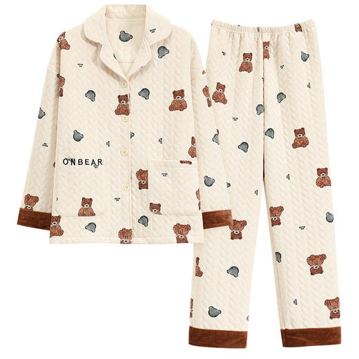 雀说睡衣女新款空气棉夹层加厚保暖舒适甜美可爱卡通女士家居服AL99101 商品图4