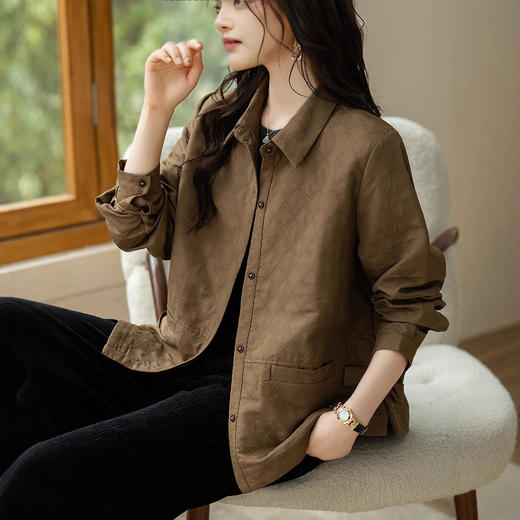 AHM msdm2812时尚洋气翻领长袖外套宽松显瘦复古夹克 商品图1