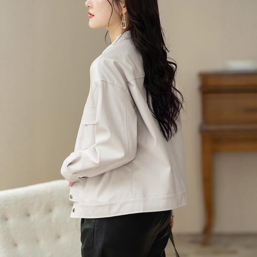 AHM msdm2815宽松休闲小皮衣外套洋气纯色夹克 商品图2