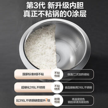 苏泊尔（SUPOR）电饭煲有钛0涂层IH加热球釜家用4升4-5人不锈钢不粘锅多功能智能电饭锅【爱心饭煲】40HC782 商品图4