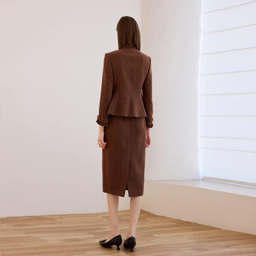 IWY/高级感慕斯摩卡棕色毛呢西装半裙女秋冬时尚名媛职业套裙正装CS2463 商品图4