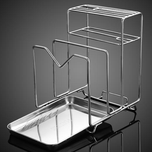 【跨境出口德国不锈钢刀架菜板架】跨境304不锈钢刀架 多功能置物架家用厨房锅盖菜板收纳架子沥水盘 商品图1