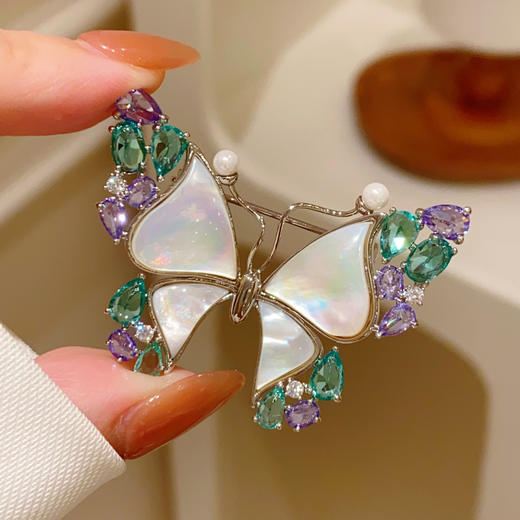 法式小香风贝壳蝴蝶胸针胸花优雅外套别针扣 商品图3